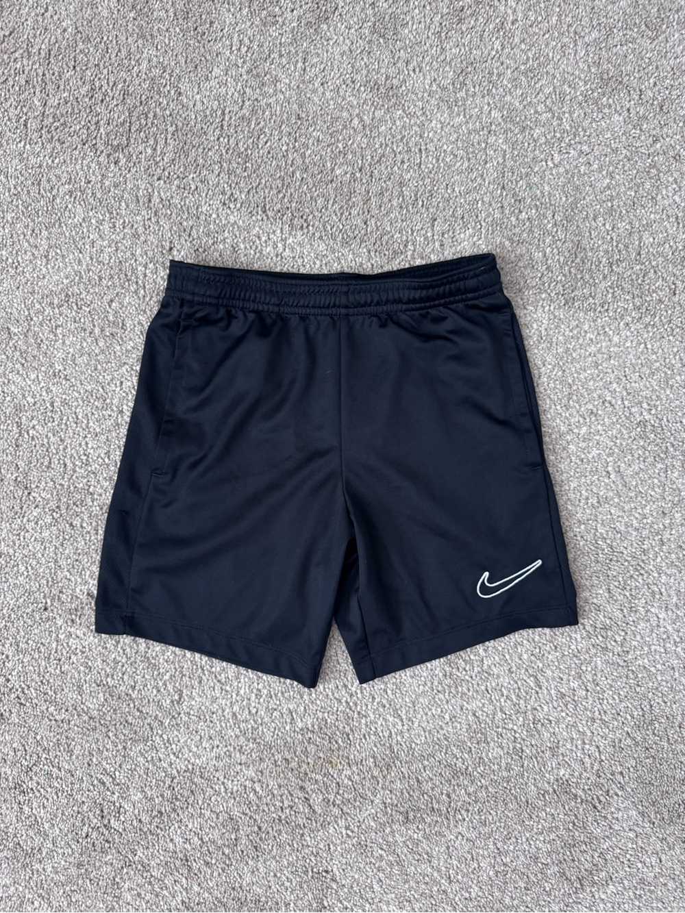 Nike Black Athletic Shorts with White Swoosh - Kids